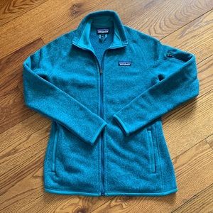 Patagonia EUC sz S full zip jacket w/2 front pockets & 1 sleeve pkt teal color